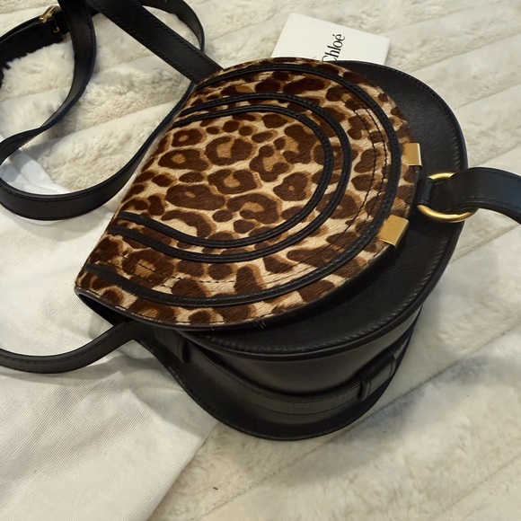 CHLOE Marcie Small Crossbody Bag in Leopard-Print Calf Hair NWT - Picture 6 of 16